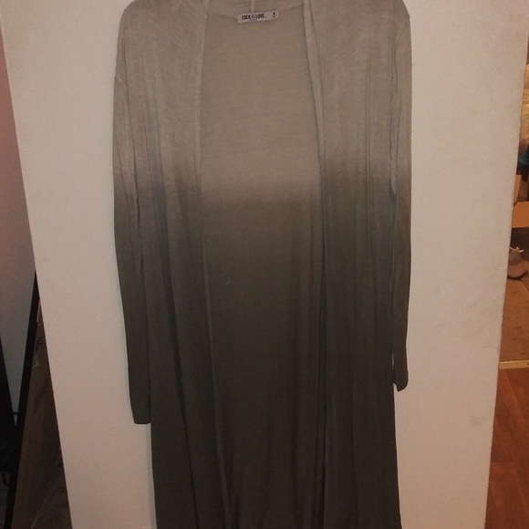 Olive green ombre open cotton lightweight sweater - Picture 5 of 5